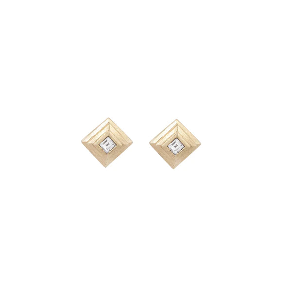 14k Tiny Ziggurat Studs