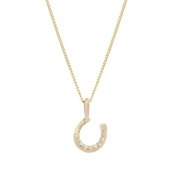 14k White Diamond Little Luck Pendant