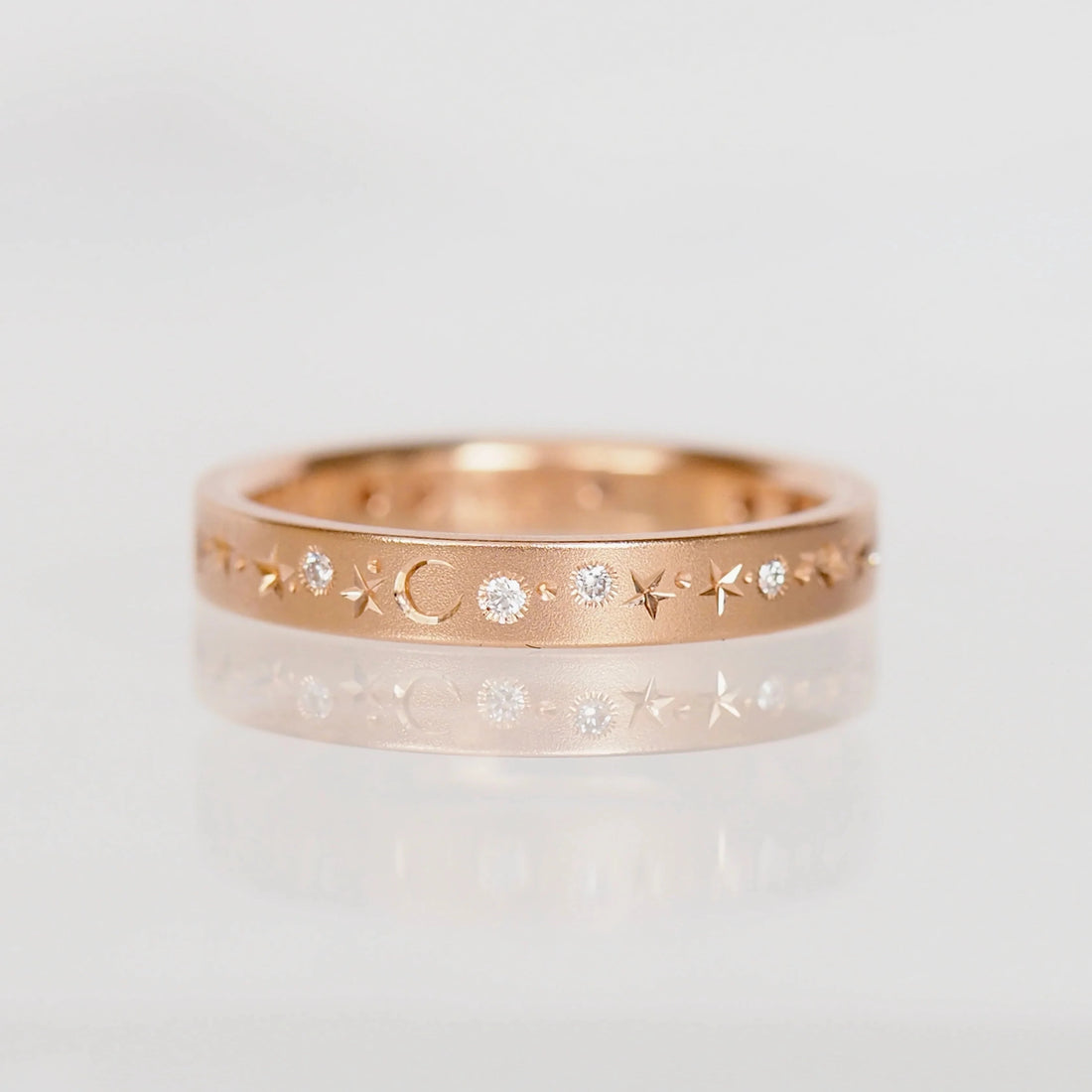 14k Rose Gold Flat Celestial Band- 3mm
