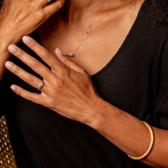 Bronze Reyes Carved Bangle Bracelet