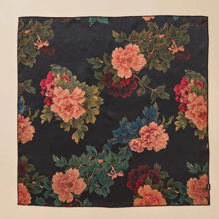 Silk Bandana- Black Dahlia