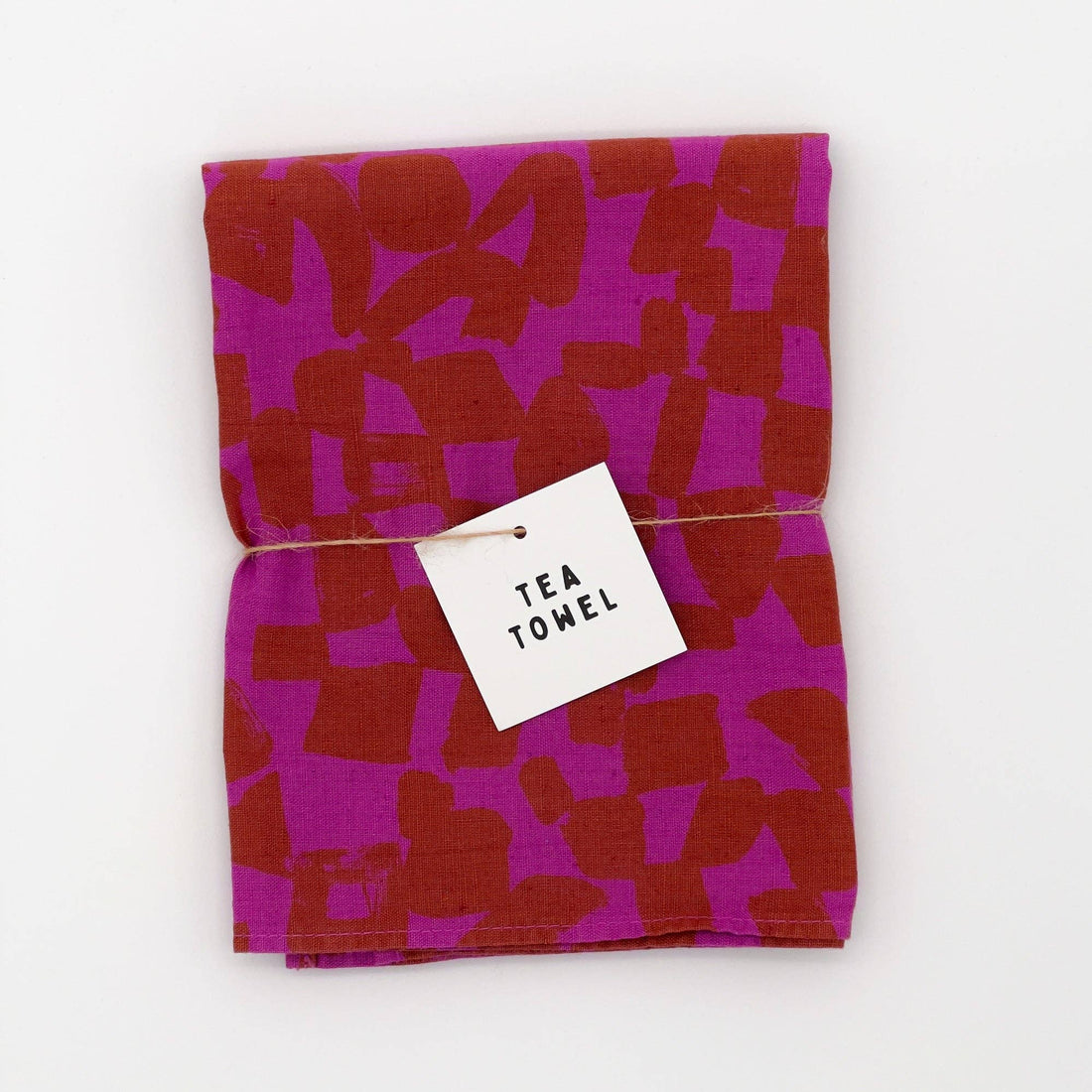 Tea Towel - Checks - Amber - Fuschia