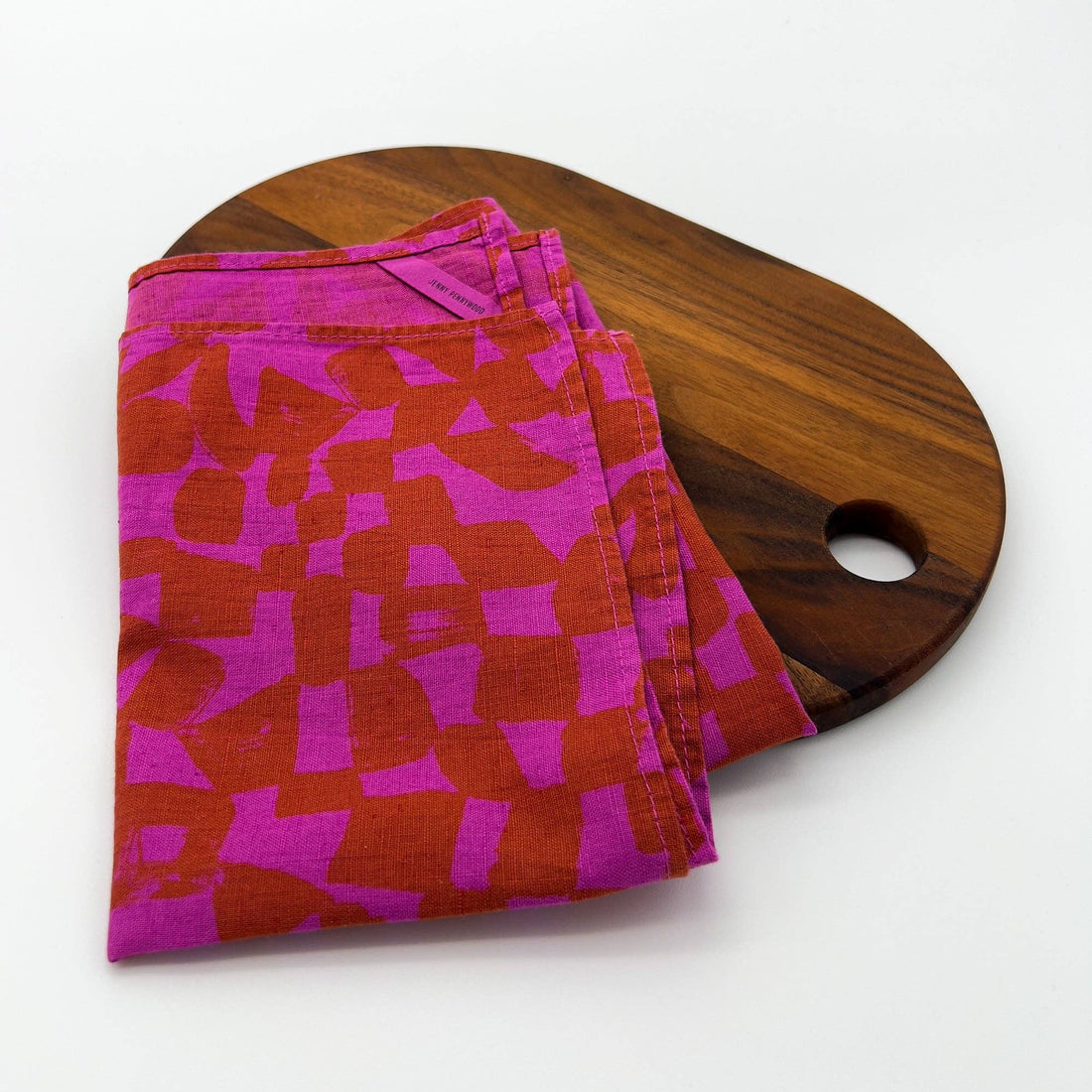 Tea Towel - Checks - Amber - Fuschia