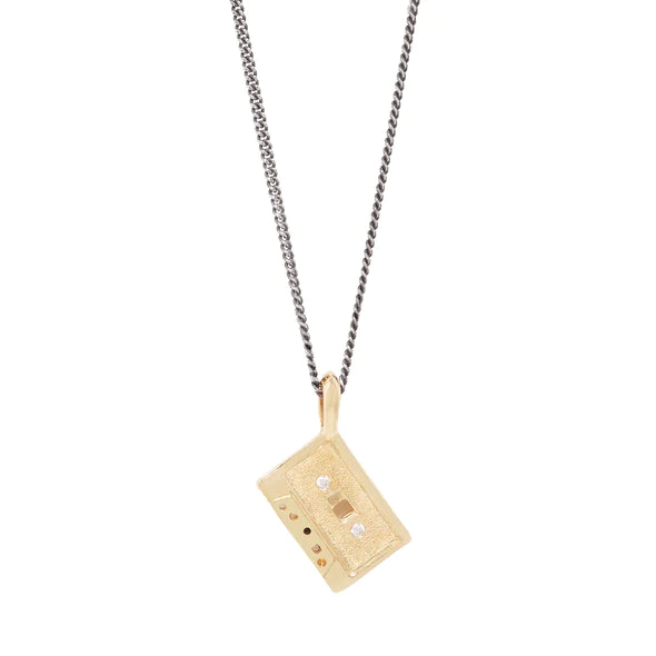 14k Mini Mixtape Necklace - Oxidized Chain
