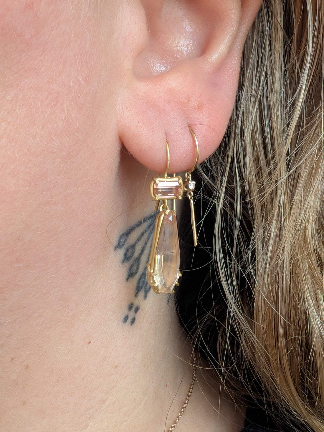 Sunstone and Imperial Topaz Basket Earrings