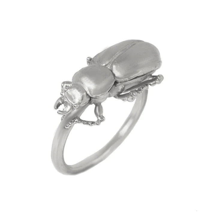 Silver Pinacate Beetle Ring