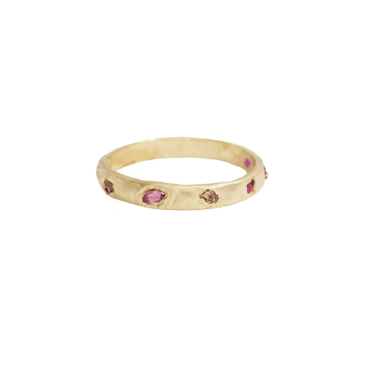 14k 3/4 Meta Stacker Ring- Ruby