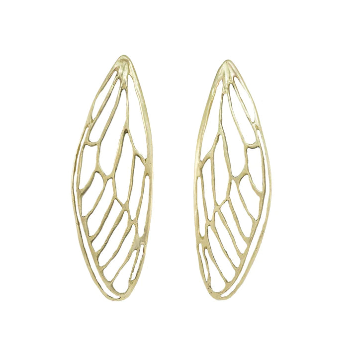 Gold Plated Bold Cicada Wing Earrings