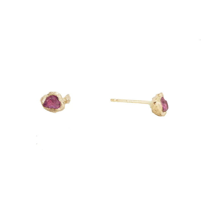 14k Rough Spinel Stud Earrings