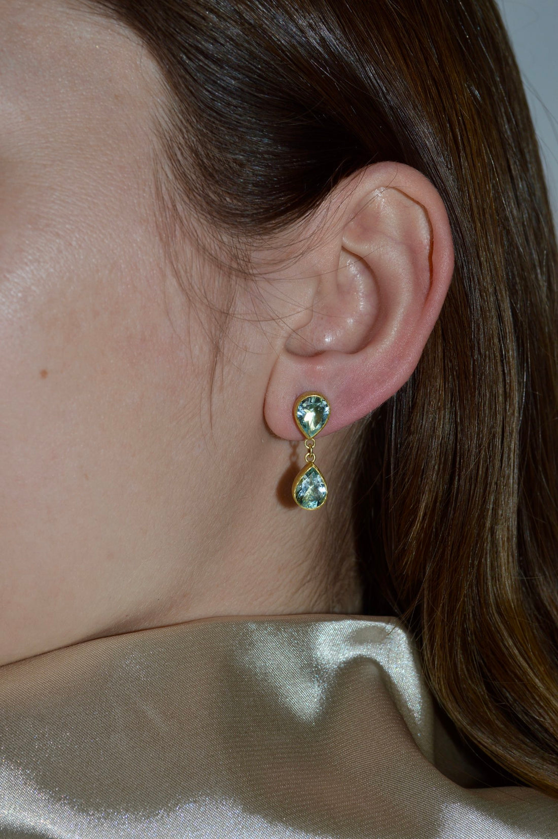 Double Aquamarine Drop Earrings