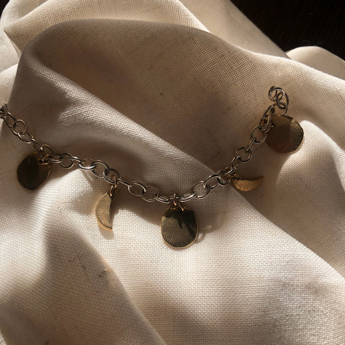 Bronze Moon Phase Charm Bracelet