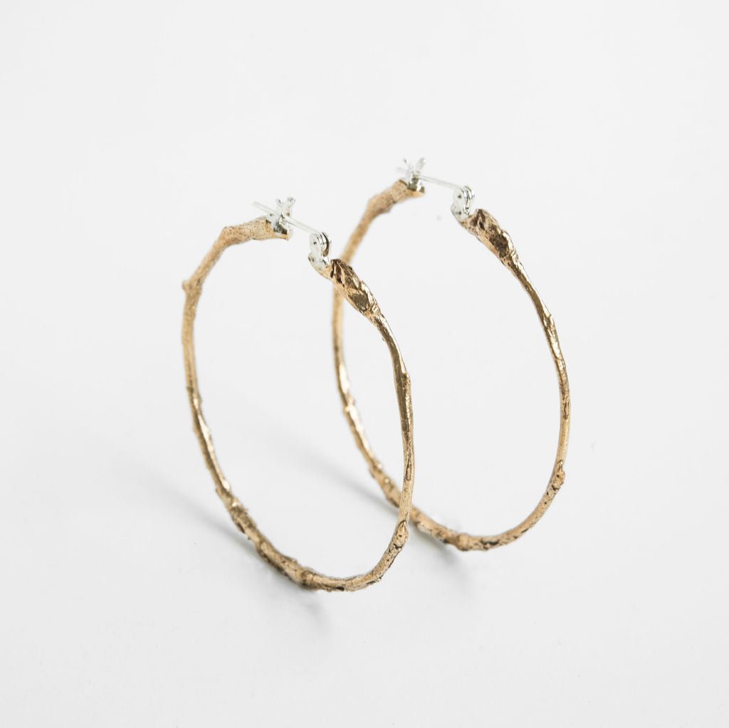 Ancient Bronze Twig Hoops