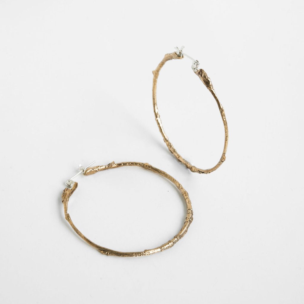 Ancient Bronze Twig Hoops
