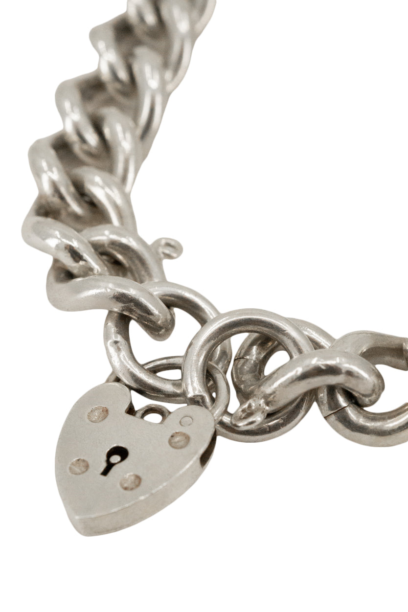 Vintage Sterling Silver Heart Lock Bracelet