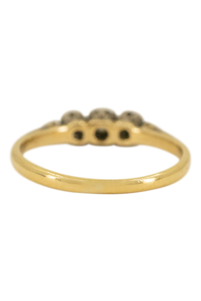 18k Yellow Gold & Platinum Antique Diamond Ring