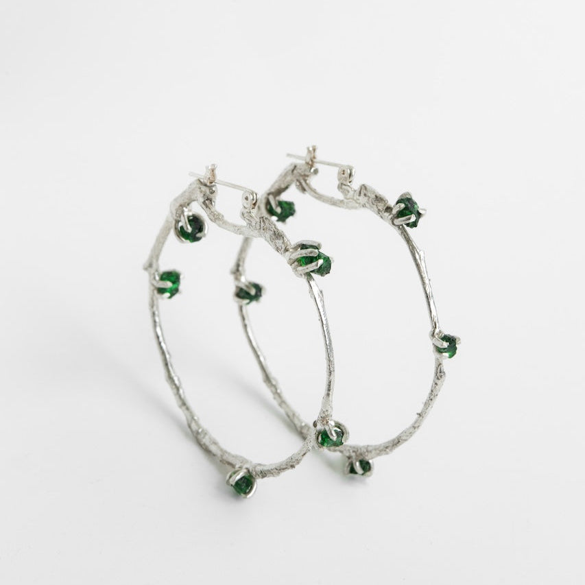 Green Garnet Hoops