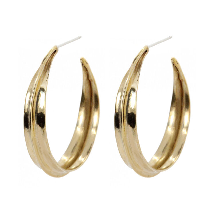 Bronze Large Ridge Hoop Earrings