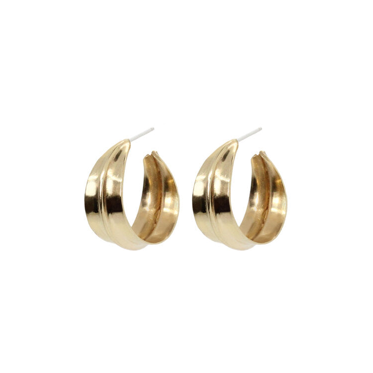 Bronze Small Ridge Hoop Earrings