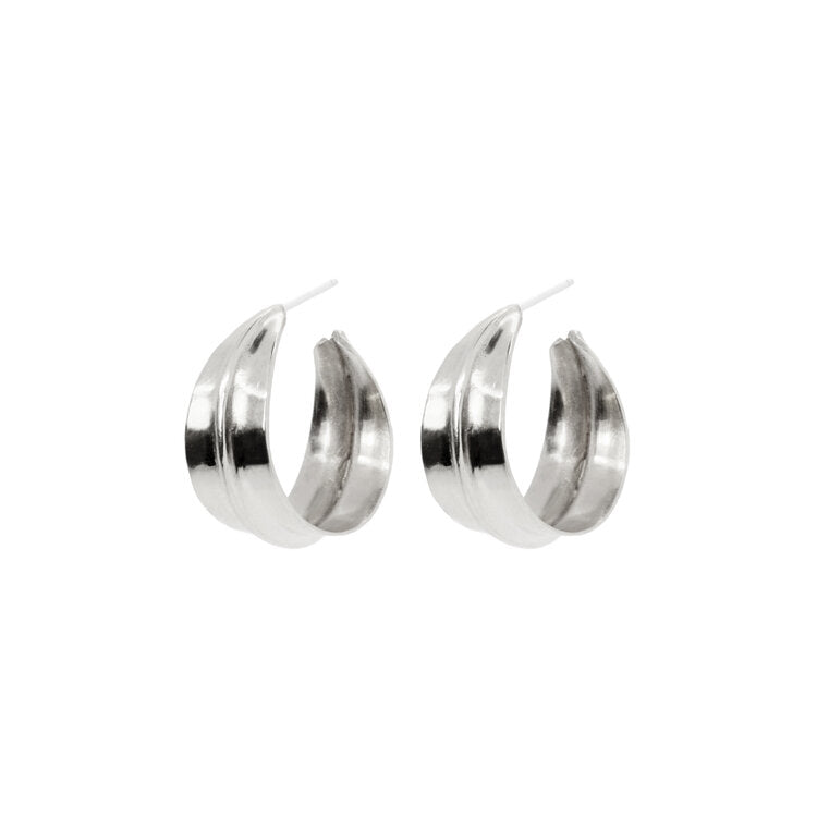 Silver Small Ridge Hoop Earrings