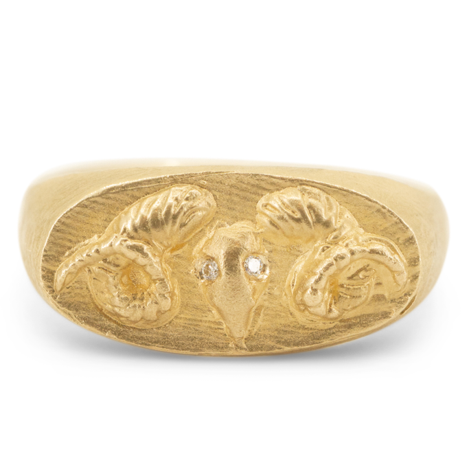 Rams Head Signet Ring