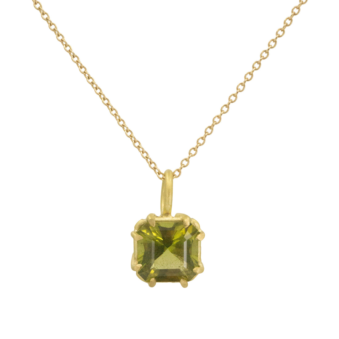 Square Green Tourmaline Basket Pendant 1.8CT