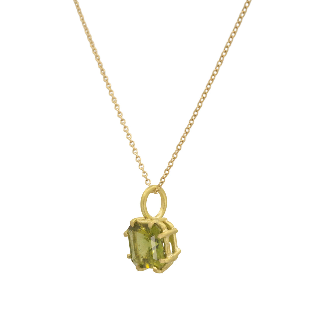 Square Green Tourmaline Basket Pendant 1.8CT