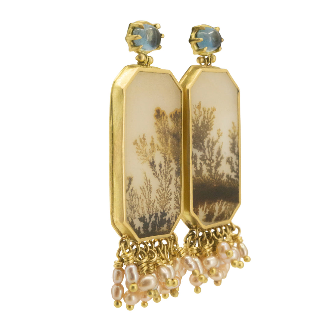 Agate & Aquamarine Dreamscape Earrings - OOAK