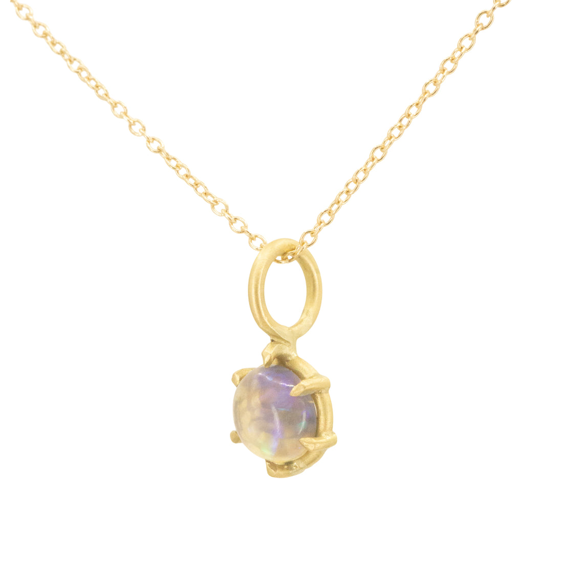 Round Opal Basket Pendant with Green and Purple Flash - One of a Kind