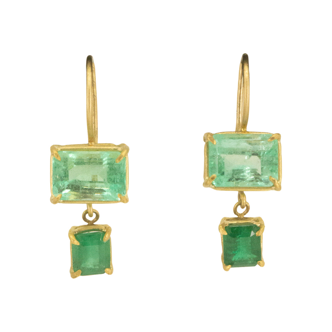 Emerald Drop Basket Earrings - OOAK