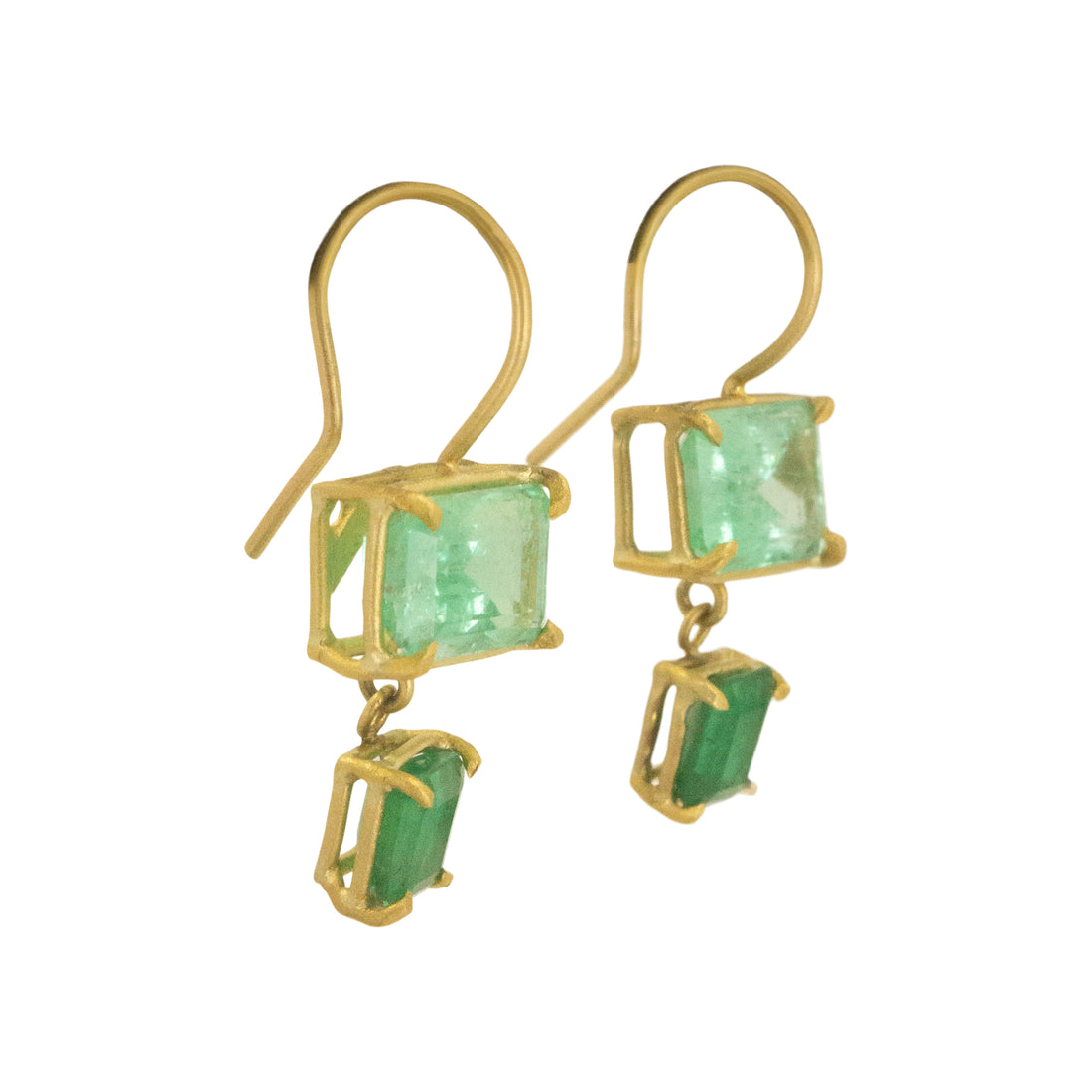 Emerald Drop Basket Earrings - OOAK
