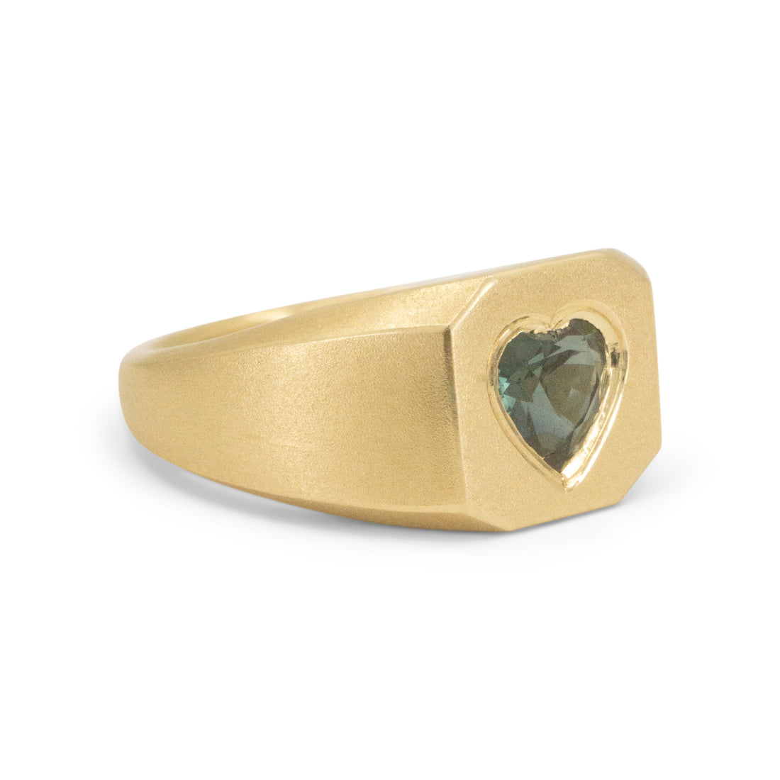 14k Heart Cut Corner Signet Ring- One of a Kind