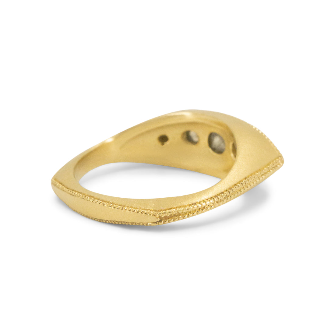 18k Salt and Pepper Rosecut Diamond Marquis Signet Ring- One of a Kind