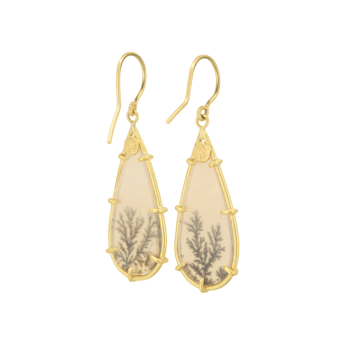Dendritic Agate Pear  Earrings- One of a Kind