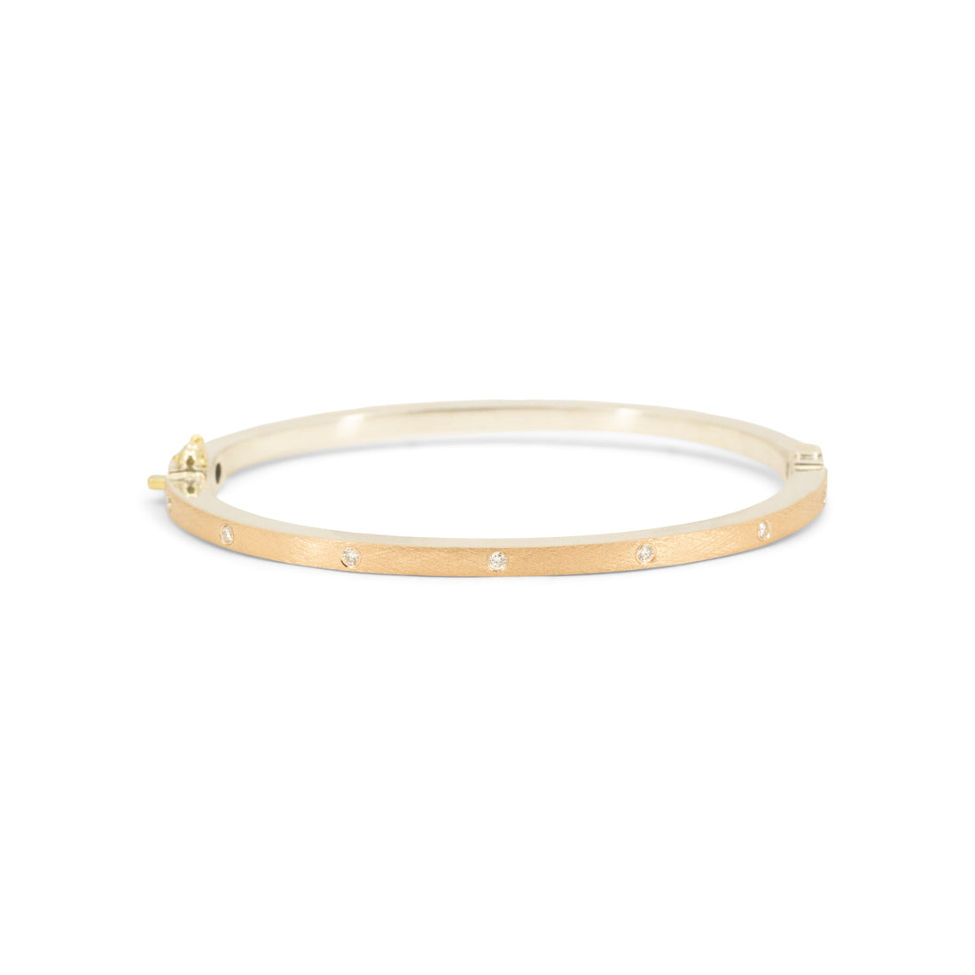 Slim Rose Gold Mixed Metal Orly Diamond Bangle