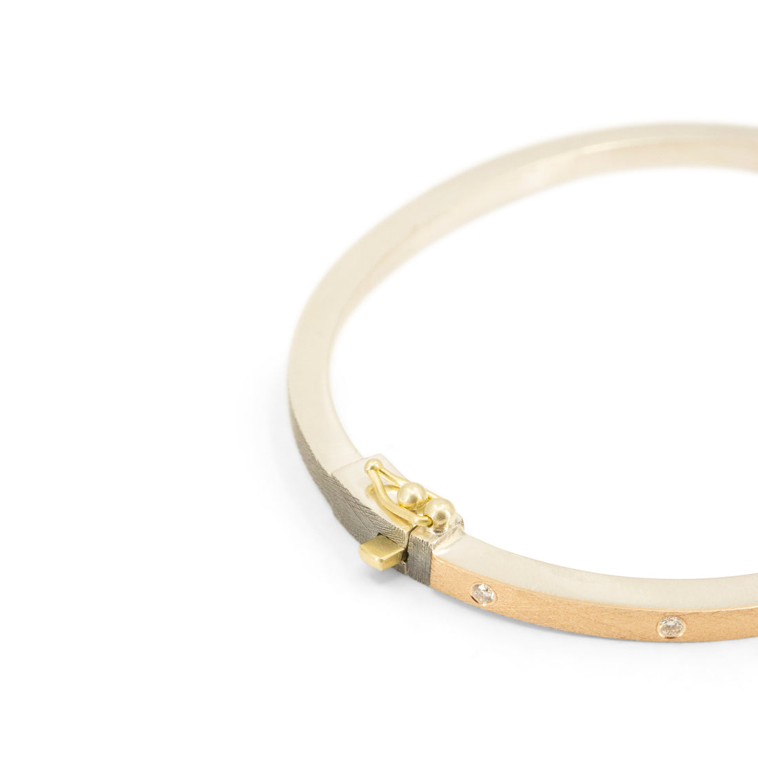 Slim Rose Gold Mixed Metal Orly Diamond Bangle