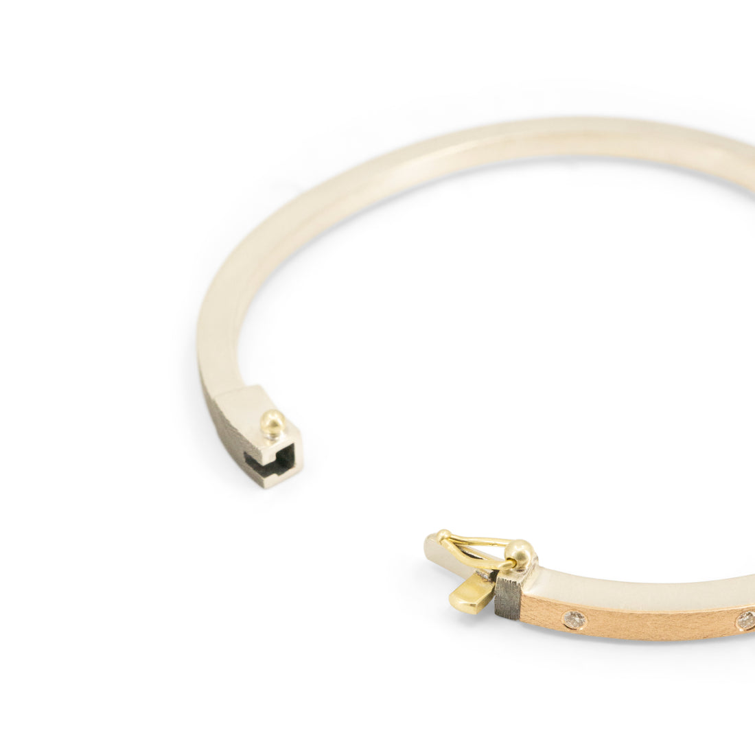 Slim Rose Gold Mixed Metal Orly Diamond Bangle