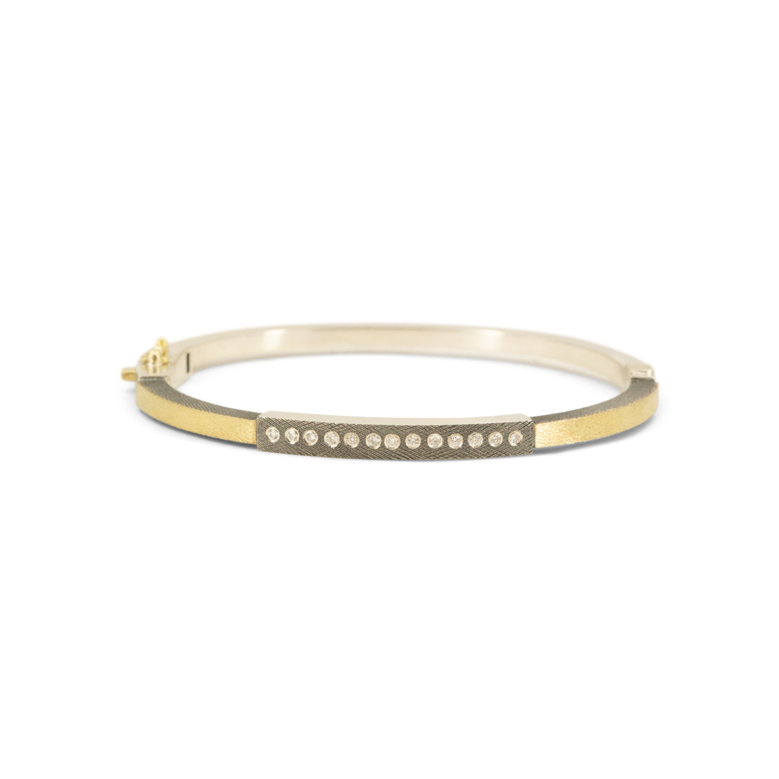 Mixed Metal Diana Diamond ID Bangle