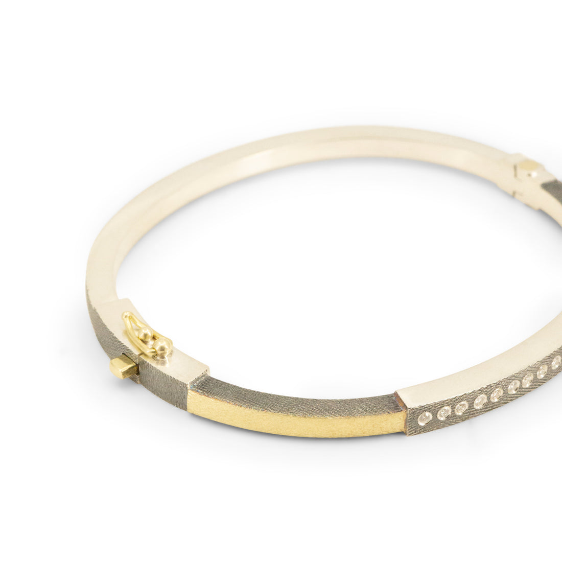 Mixed Metal Diana Diamond ID Bangle
