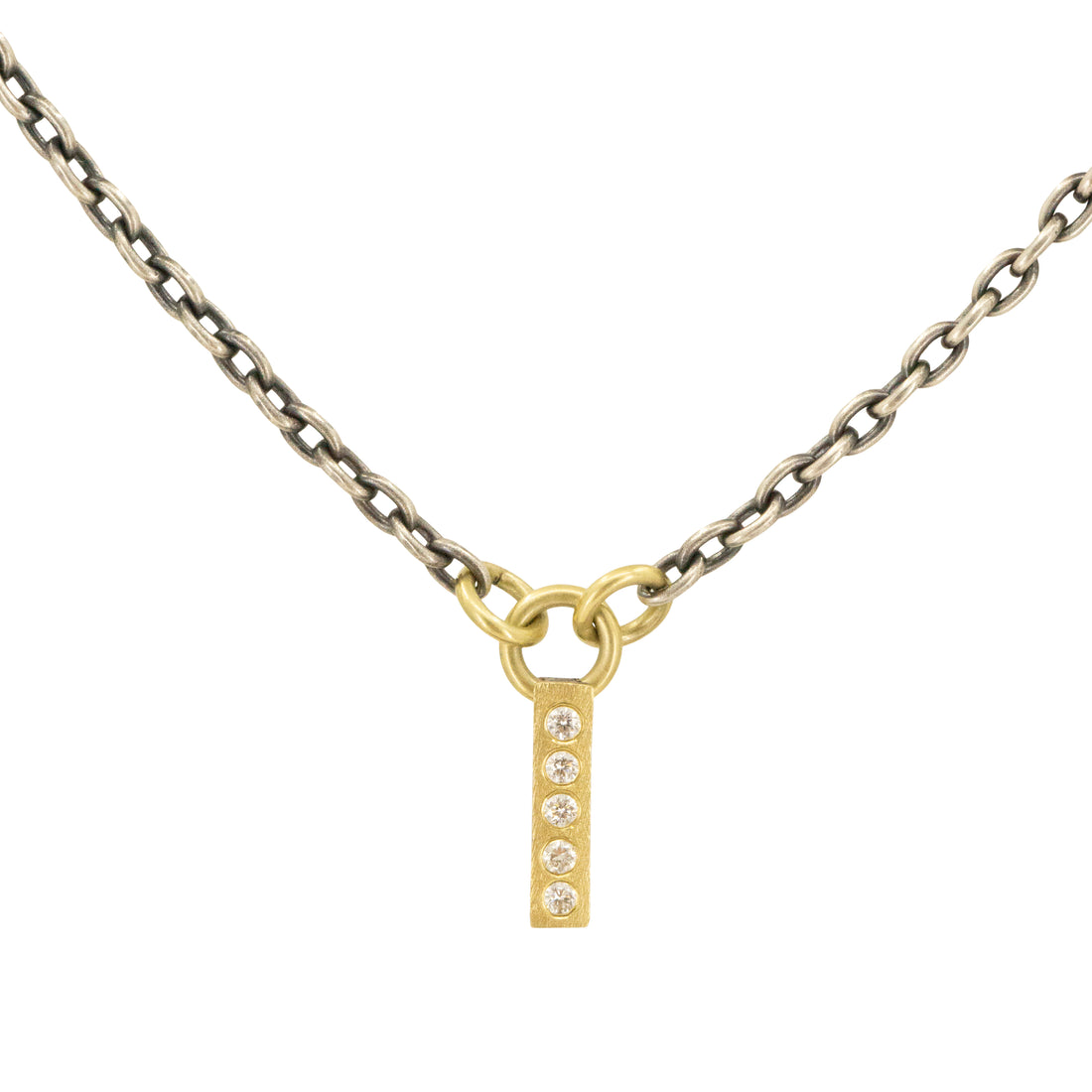 Mixed Metal Adam Diamond Bar Necklace