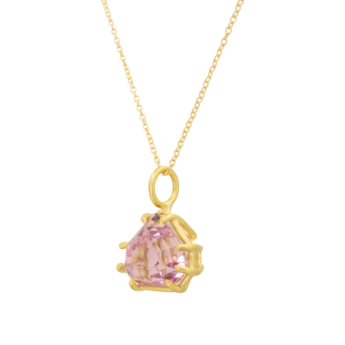 Geo Pear Kunzite Basket Pendant  - 7.0CT - One of a Kind