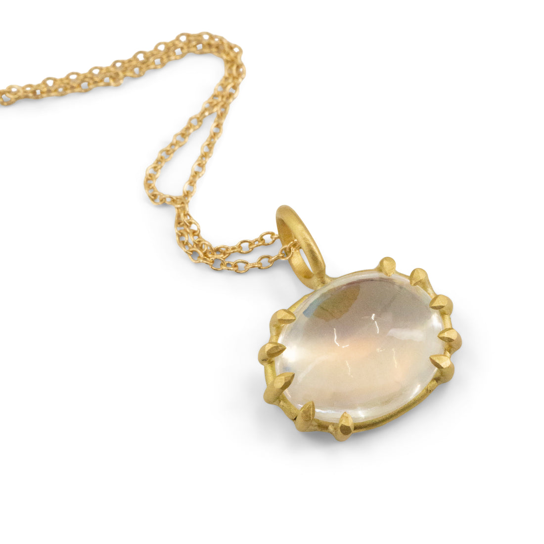 East-West Moonstone Basket Pendant