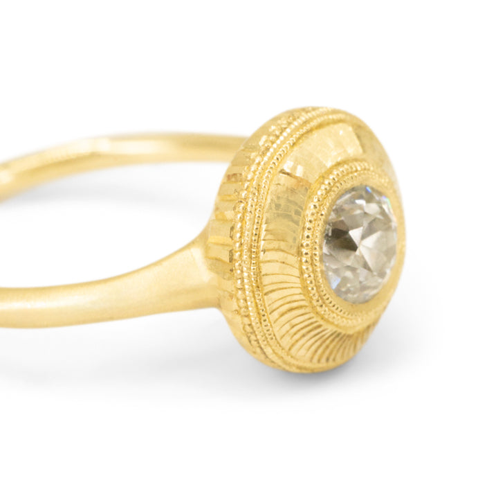 Engraved White Diamond Relic Ring #2 - 0.44ct - One of a Kind