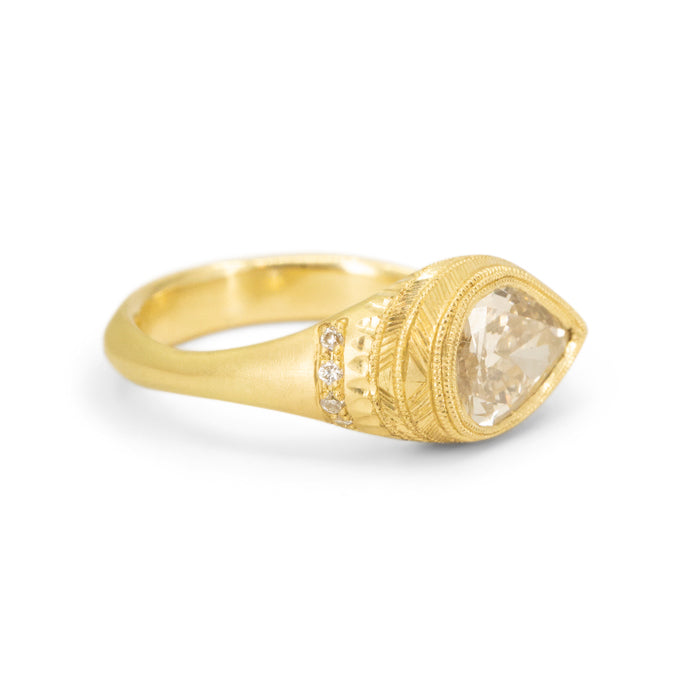 Royal Engraved Pear Diamond Solitaire - 1ct - One of a Kind