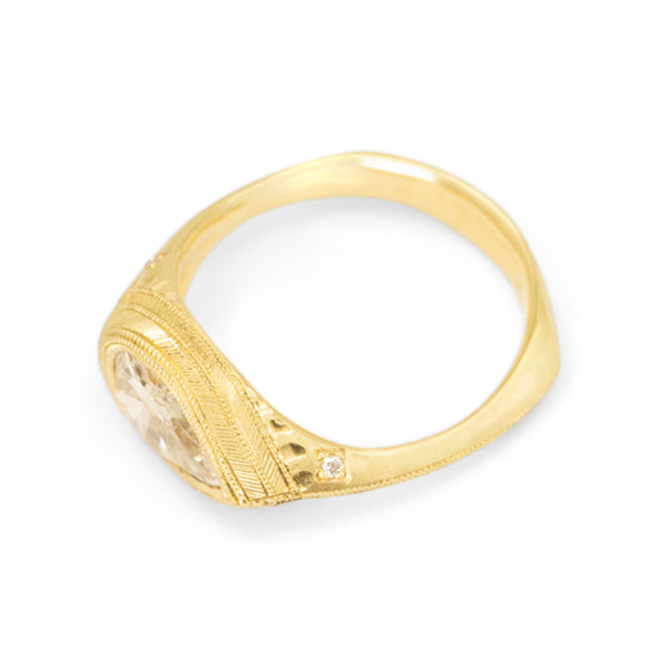 Royal Engraved Pear Diamond Solitaire - 1ct - One of a Kind