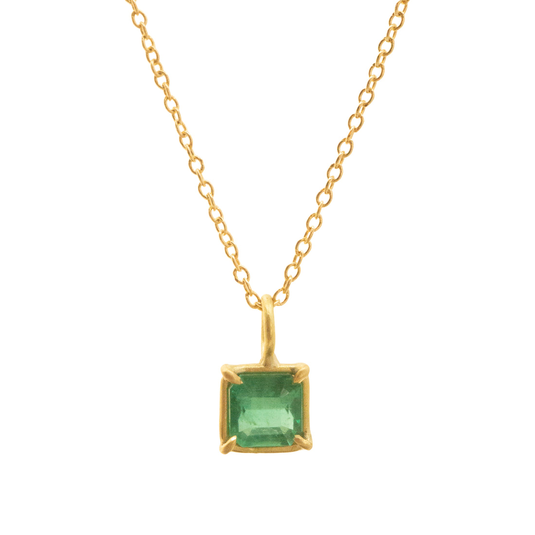 Petite Emerald Basket Pendant Necklace - 0.49ct - One of a Kind