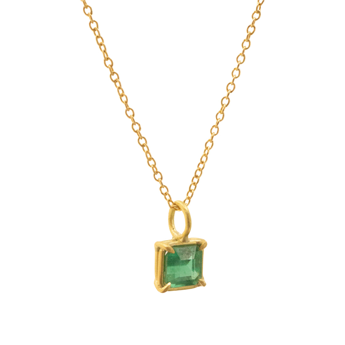 Petite Emerald Basket Pendant Necklace - 0.49ct - One of a Kind