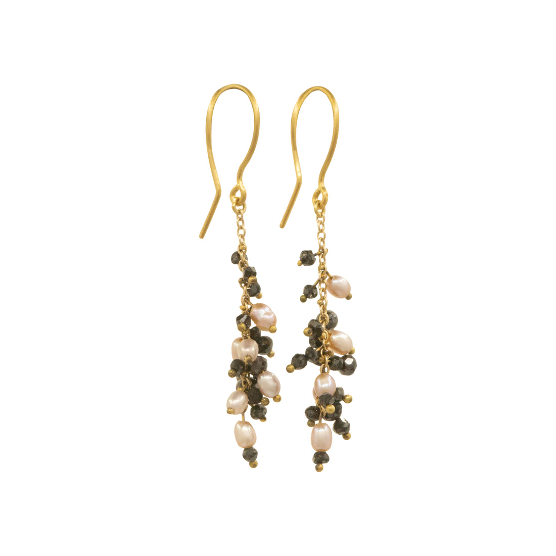 Tephra Earrings- Black Diamond + Pearl