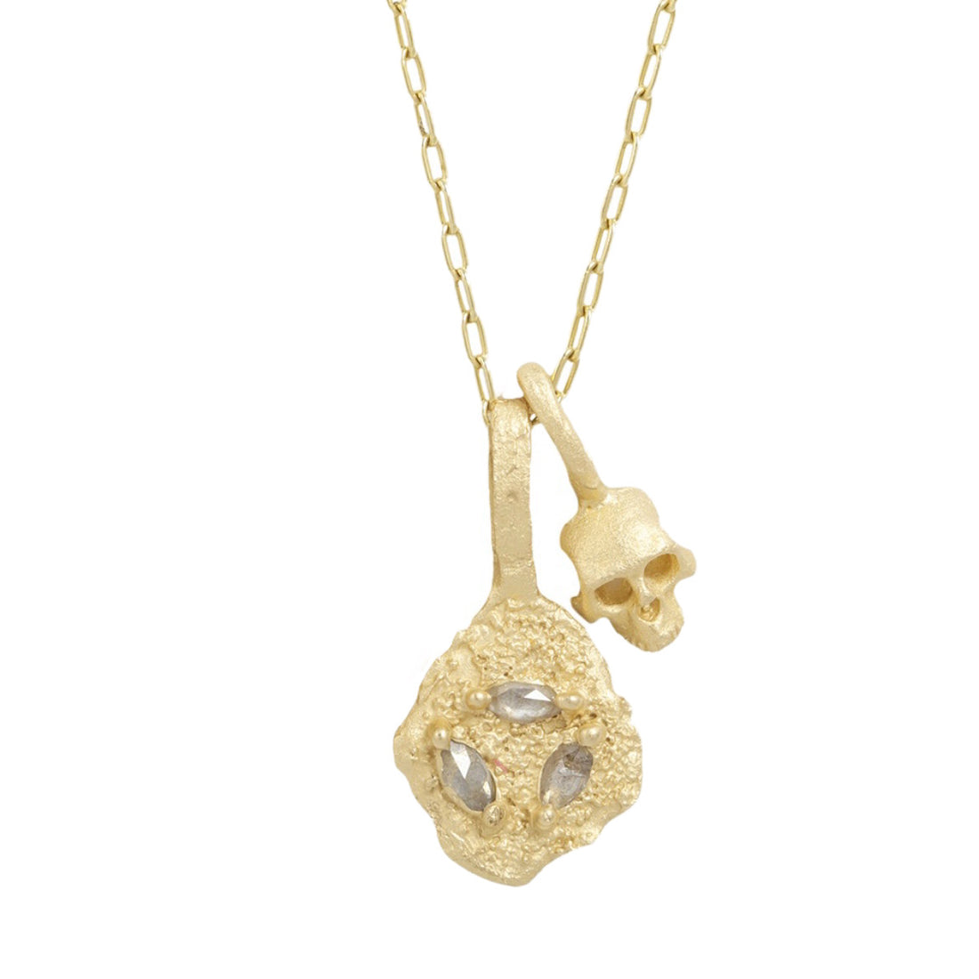 14k Excavation Necklace + Skull Charm