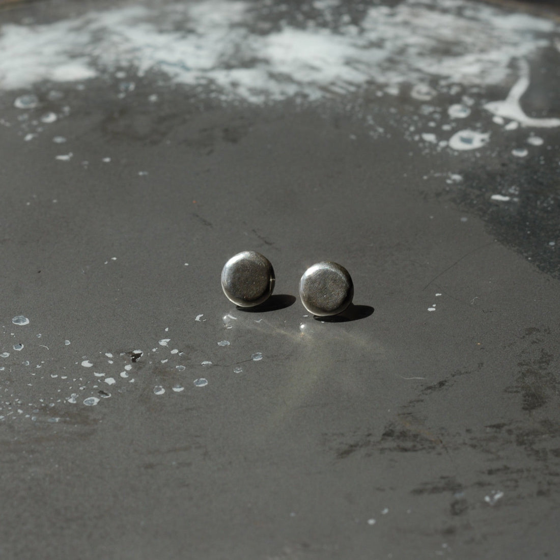 Silver Full Circle Stud Earrings
