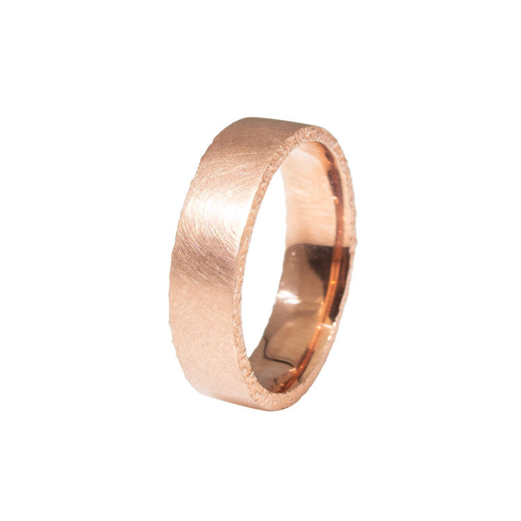 14k Rose Gold Medium Sand Edge Band